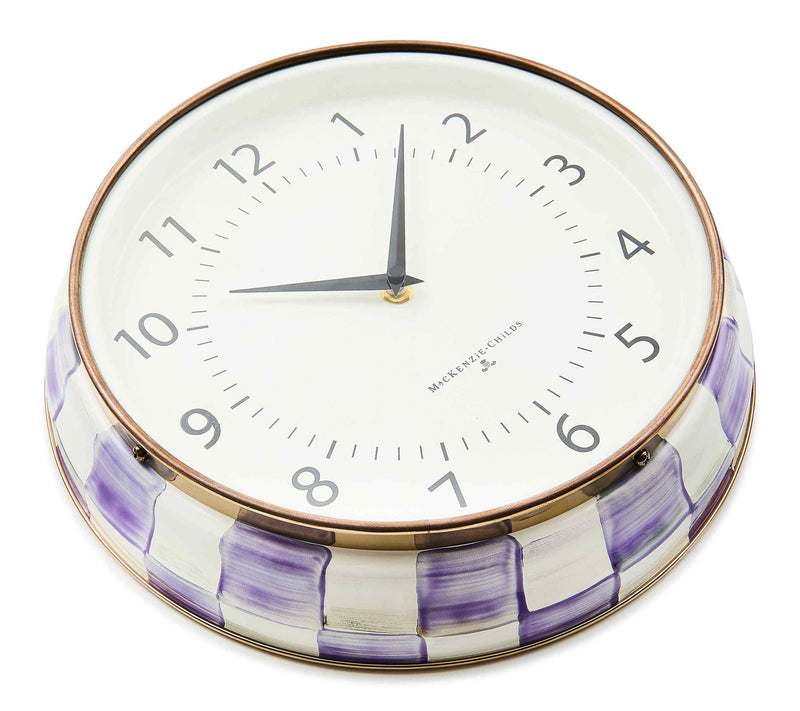 MacKenzie-Childs Violet Check School Wall Clock — View 2