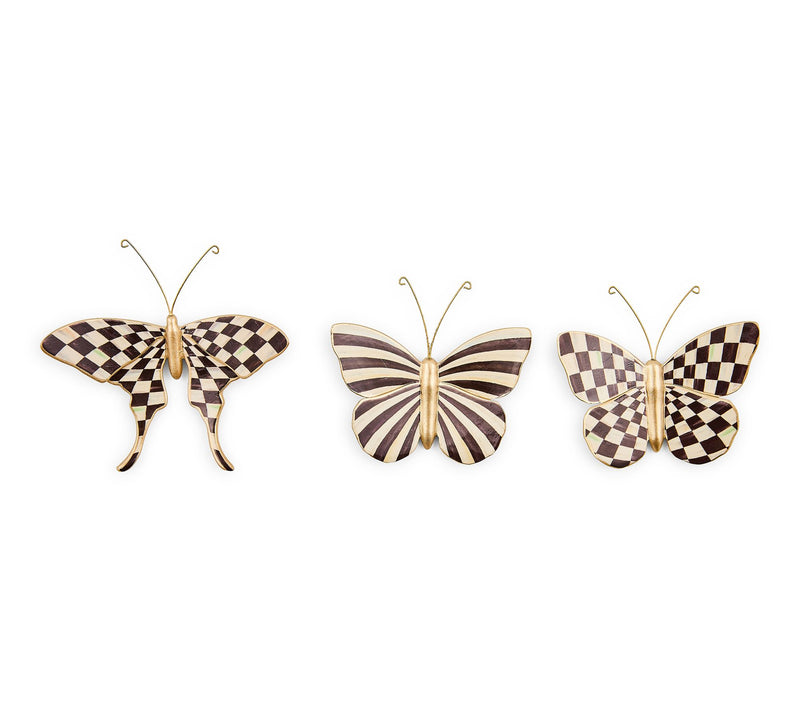 MacKenzie-Childs Courtly Check & Stripe Butterfly Trio — View 2