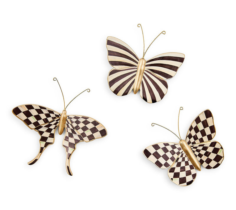 MacKenzie-Childs Courtly Check & Stripe Butterfly Trio — Main view