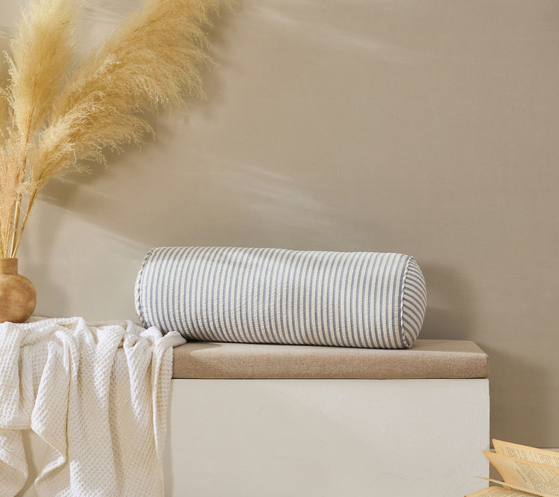 Palm Aire Blue Medley Cotton Bolster Decorative Pillow — View 4