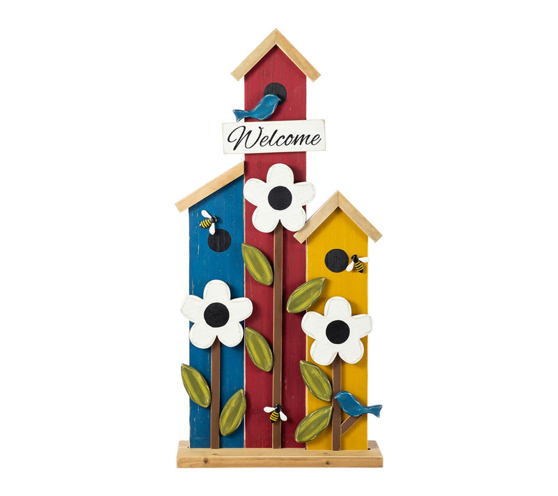 Glitzhome 30"H Solid Wood Birdhouse Shaped Porch Decor — Main view