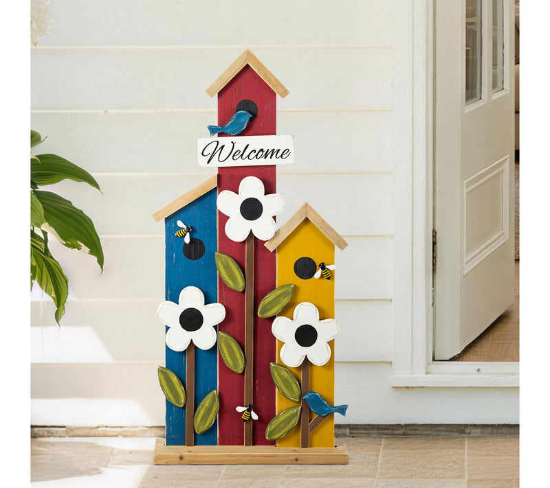 Glitzhome 30"H Solid Wood Birdhouse Shaped Porch Decor — View 2