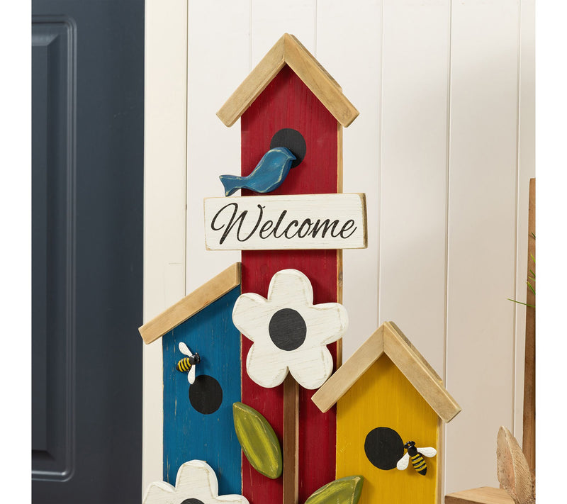 Glitzhome 30"H Solid Wood Birdhouse Shaped Porch Decor — View 3