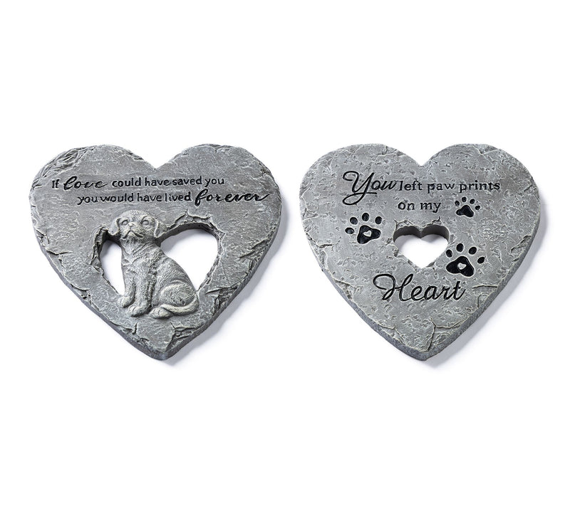 Glitzhome 10"D S/2 Cement Heart Shaped Paw Prints Stepping Sto — View 8