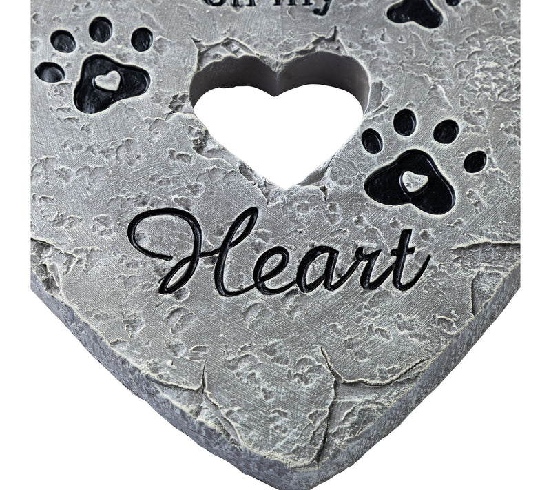 Glitzhome 10"D S/2 Cement Heart Shaped Paw Prints Stepping Sto — View 4