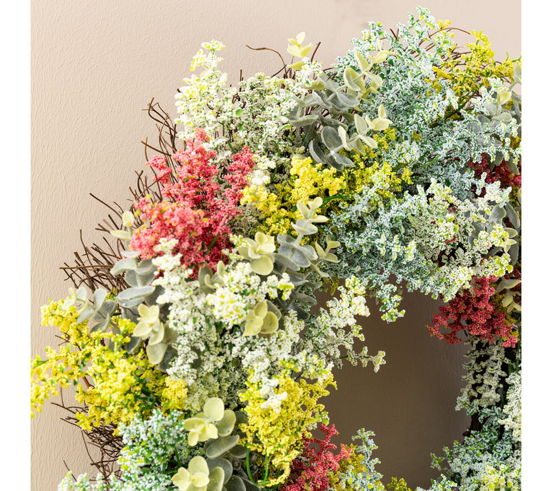 Glitzhome 24"D Mixed Floral Eucalyptus Wreath — View 5
