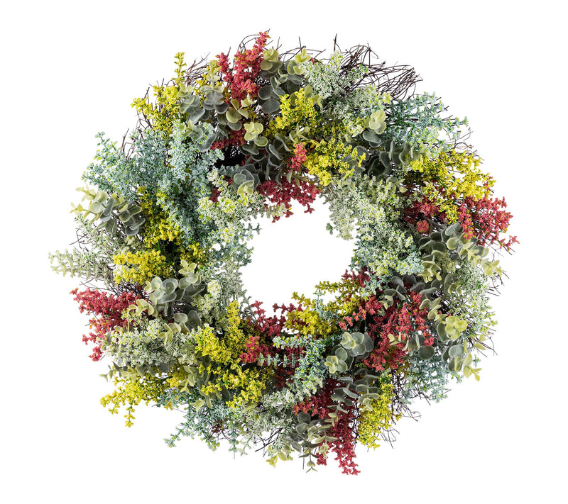 Glitzhome 24"D Mixed Floral Eucalyptus Wreath — View 8