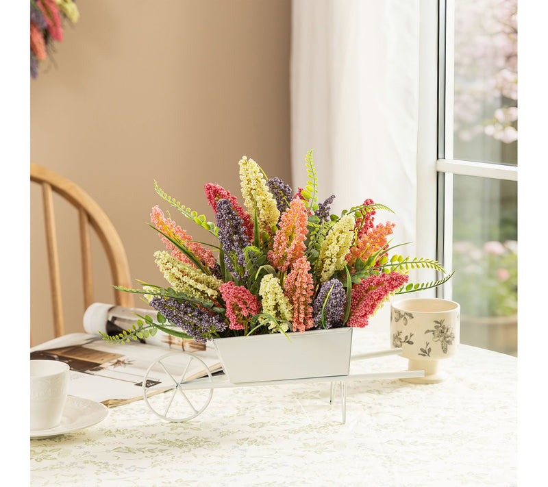 Glitzhome Pink Purple Yellow Mixed Heather CartCenterpiece — View 2
