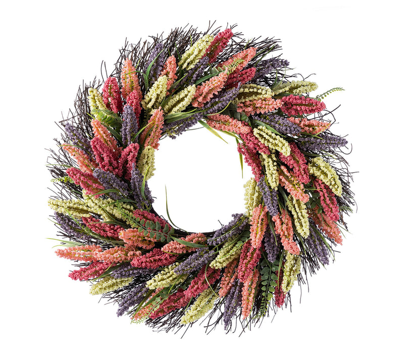 Glitzhome 24"D Pink, Purple & Yellow Mixed Heather Wreath — View 8