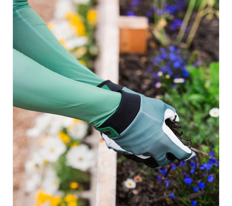 Farmer's Defense Rugged Guard Leather Gloves -Forest Green — View 3