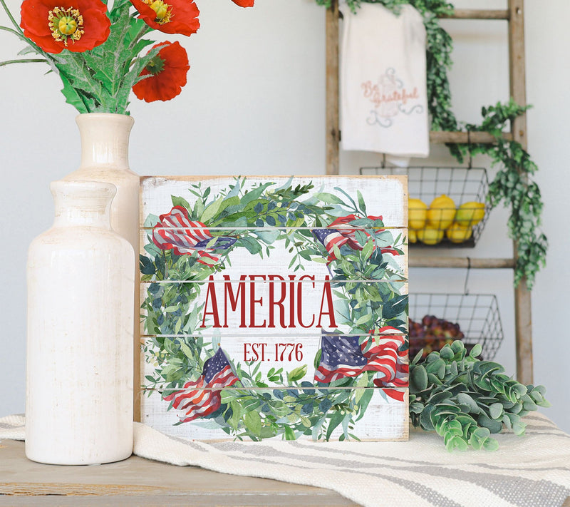 Sincere Surroundings 8" American 1776 Wreath Pallet Petite — View 2