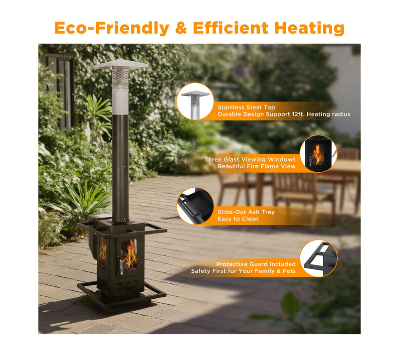 HEATMAXX Pellet Patio Heater with 3 Glass Panel — View 3