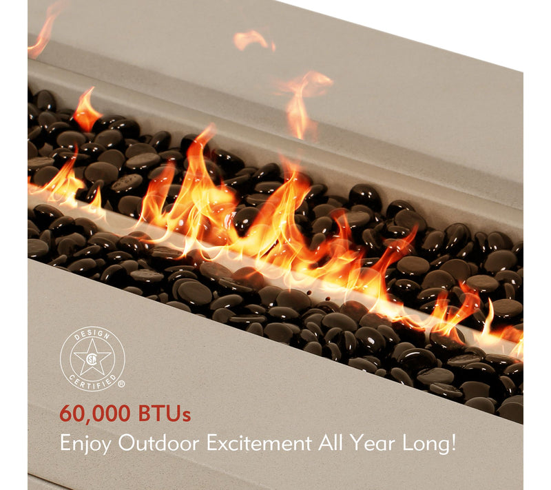 HEATMAXX Propane Rectangle Gas Fire Pit Table w/ Tank Cover — View 4