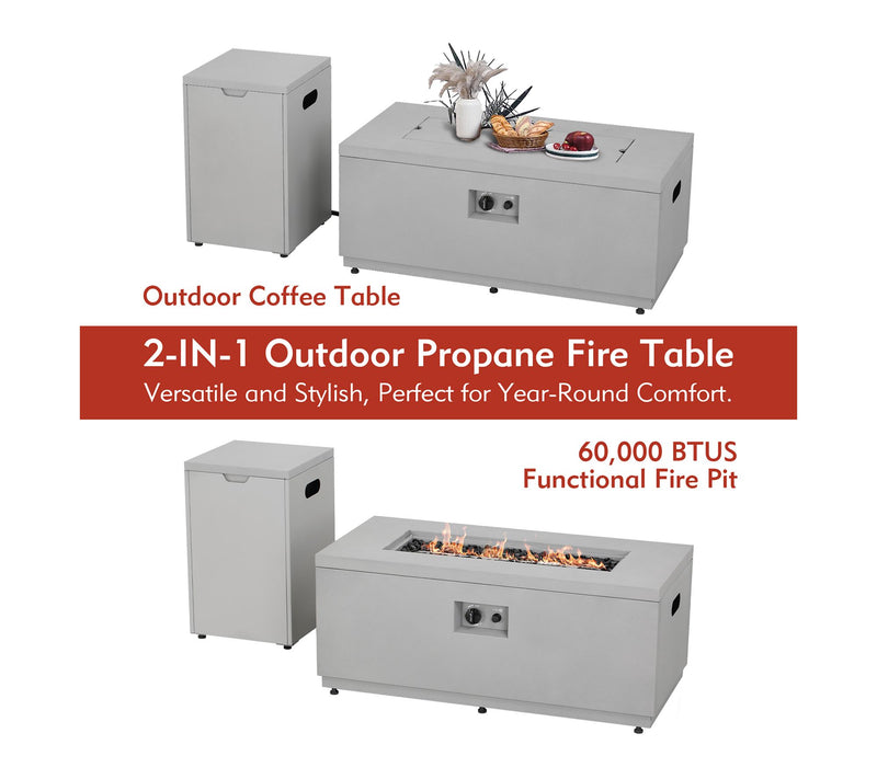 HEATMAXX Propane Rectangle Gas Fire Pit Table w/ Tank Cover — View 5