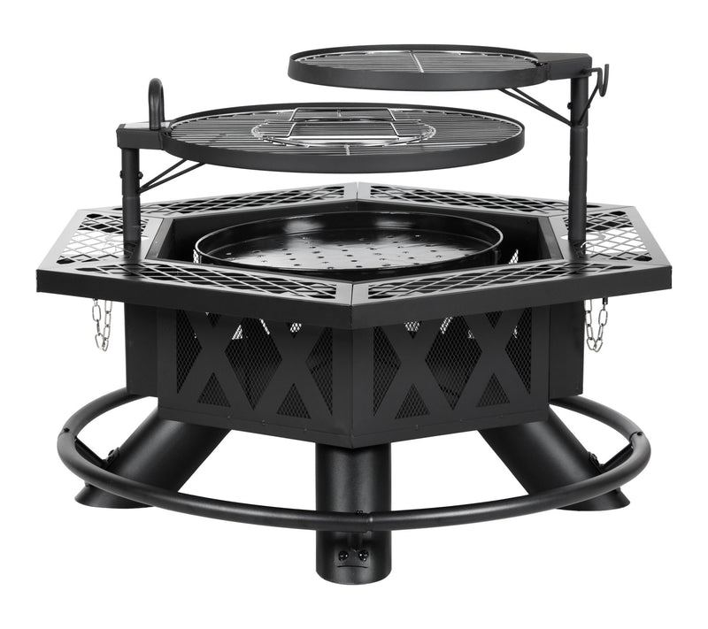HEATMAXX Wood Burning Hex Shaped Fire Pit withCooking Grill — View 8