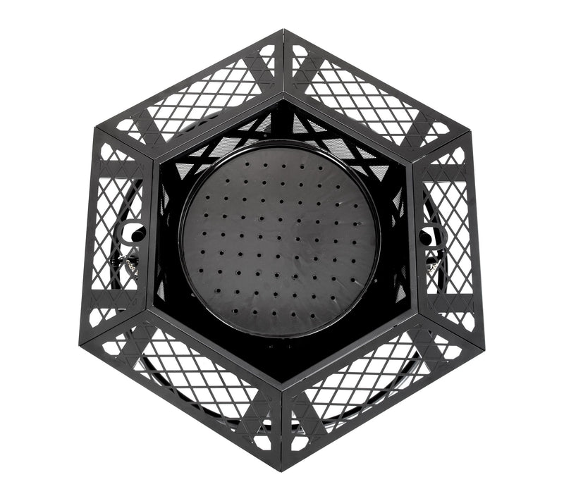 HEATMAXX Wood Burning Hex Shaped Fire Pit withCooking Grill — View 2