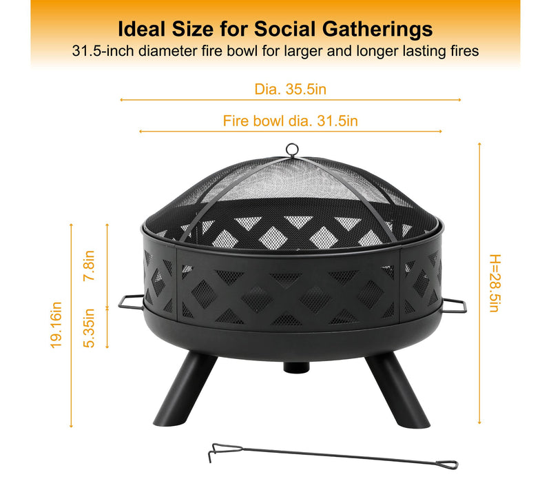 HEATMAXX 3-in-1 Wood Burning Deep Bowl Fire Pit — View 5