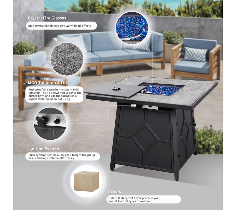 HEATMAXX Gas Square Tabletop Fire Pit — View 5