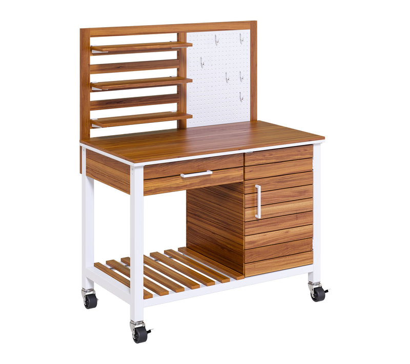 Seville Classics HOME Outdoor Acacia Wood Mobile Potting Bench — View 12