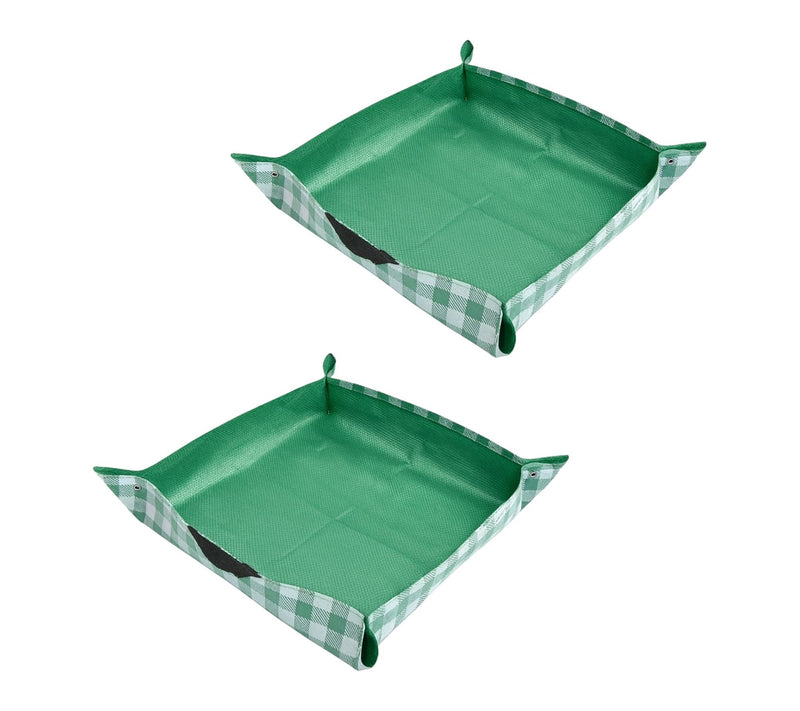 DuraSack Set of 2 Gingham 26x26 Repotting Mats — View 12