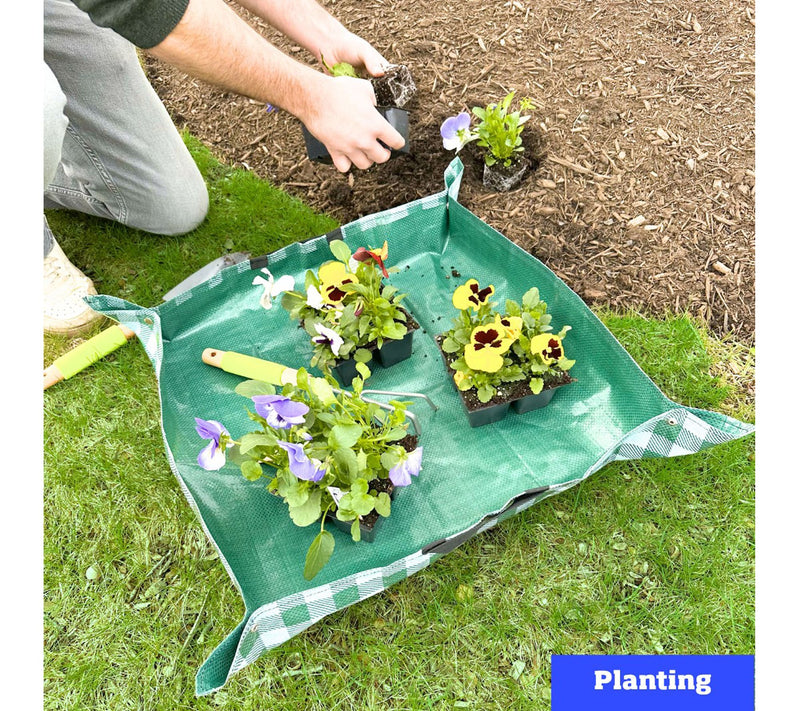 DuraSack Set of 2 Gingham 26x26 Repotting Mats — View 3