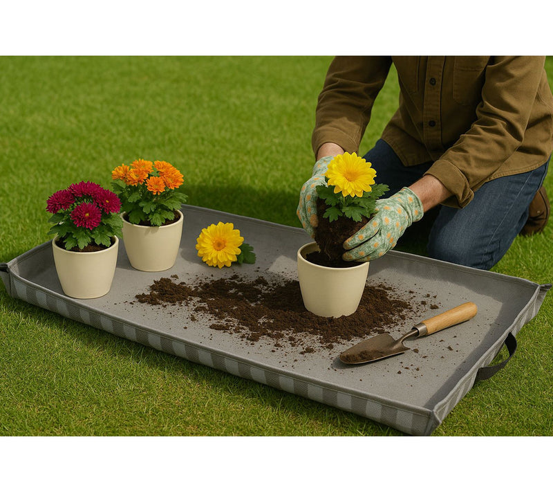 DuraSack Set of 2 Gingham 26x39 Repotting Mats — View 6