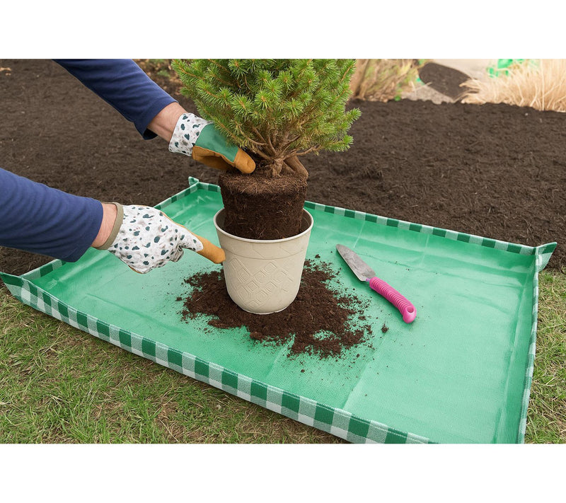 DuraSack Set of 2 Gingham 26x39 Repotting Mats — View 4