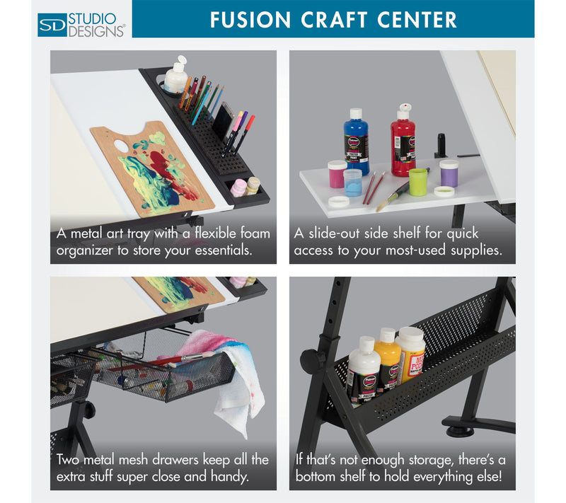Studio Designs Fusion Craft Center, Drafting Table with Stool — View 6