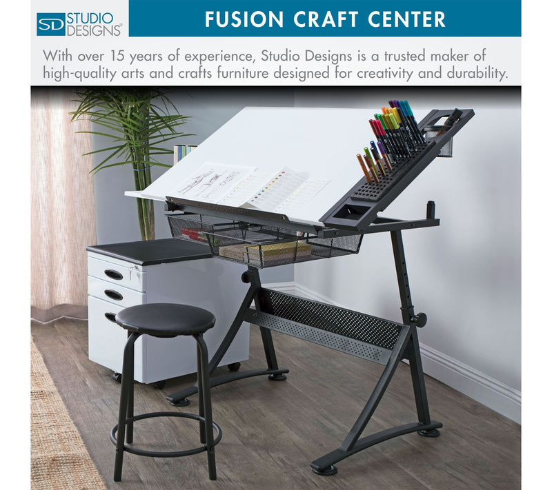 Studio Designs Fusion Craft Center, Drafting Table with Stool — View 7