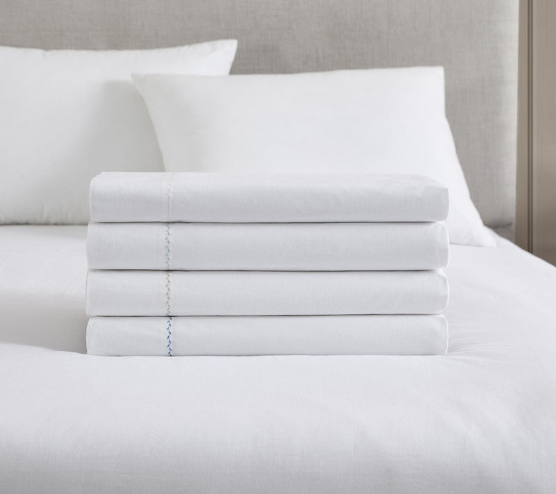 Martha Stewart Lilly Pond Leaf Wht/blue CottonQueen Sheet Set — View 7