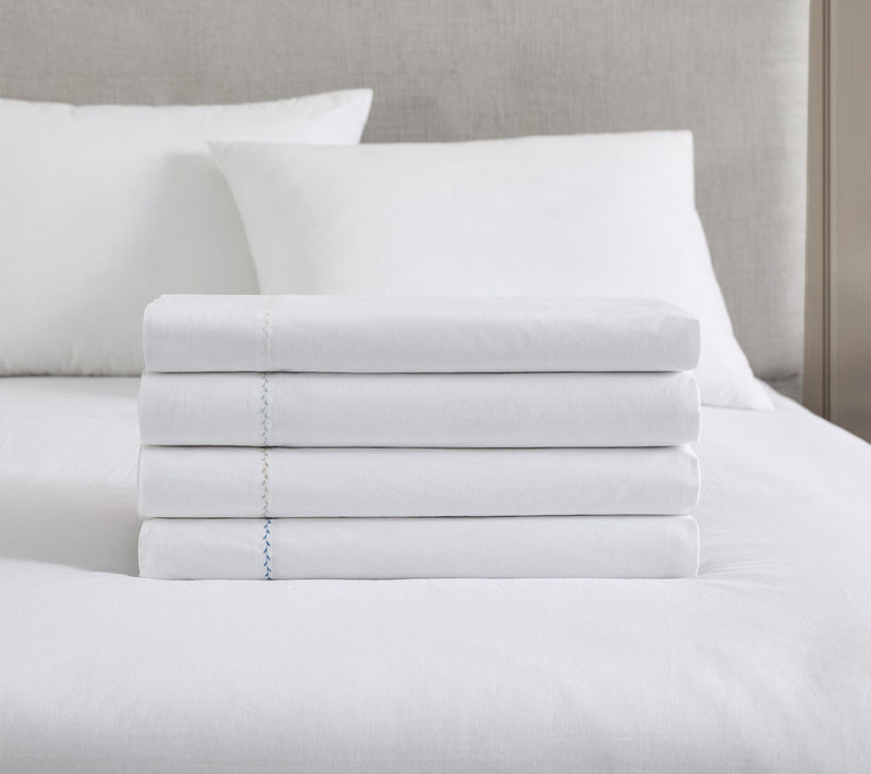 Martha Stewart Lilly Pond Leaf Wht/Blue CottonFull Sheet Set — View 7