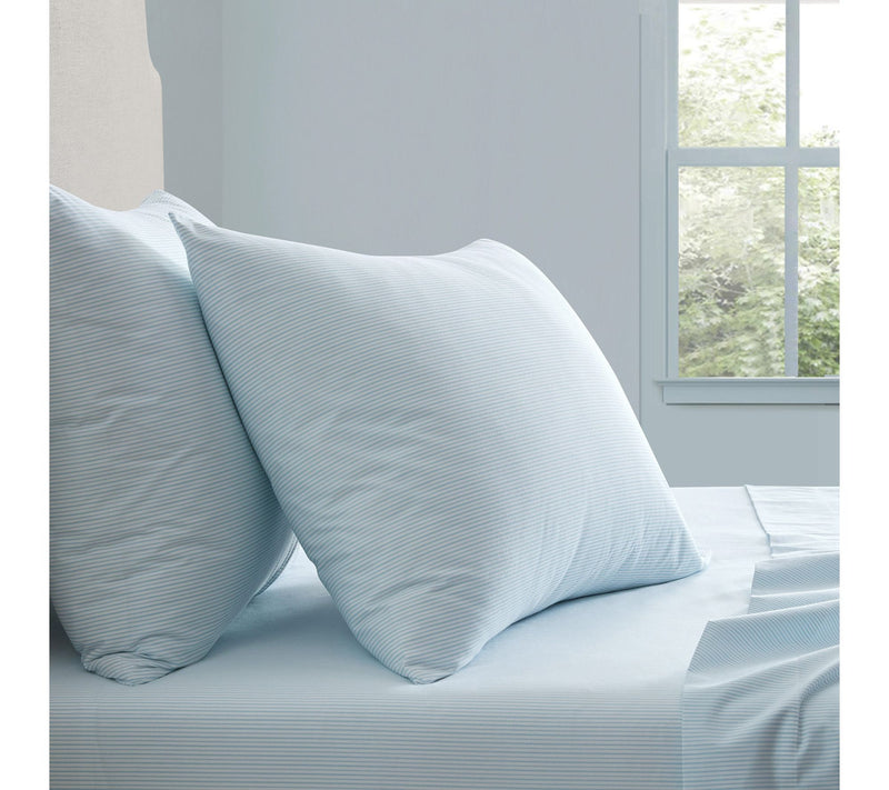 Martha Stewart Stripe White/Blue Cotton Full Sheet Set — View 7