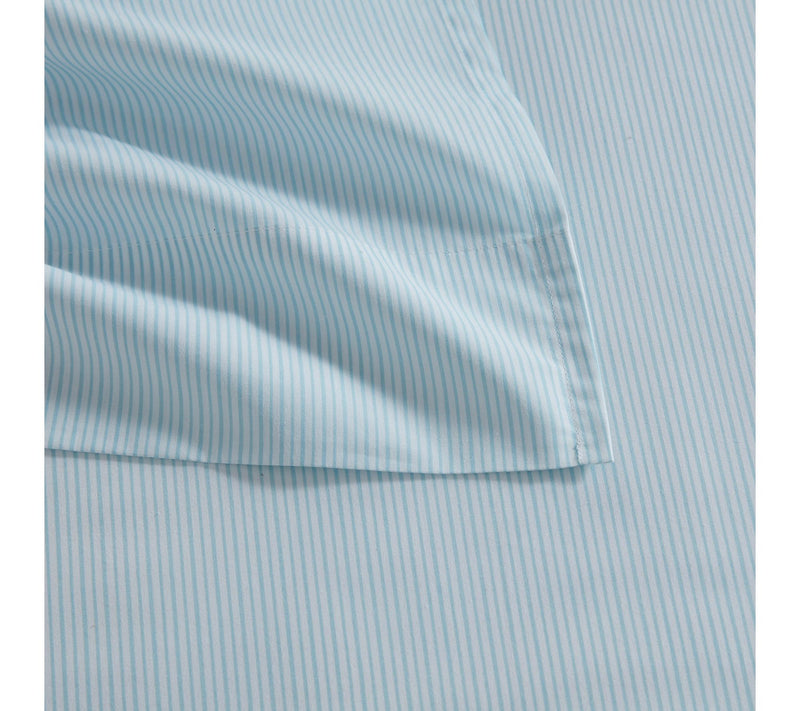 Martha Stewart Stripe White/Blue Cotton Queen Sheet Set — View 4