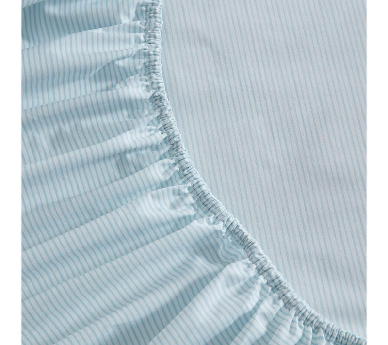 Martha Stewart Stripe White/Blue Cotton Queen Sheet Set — View 5