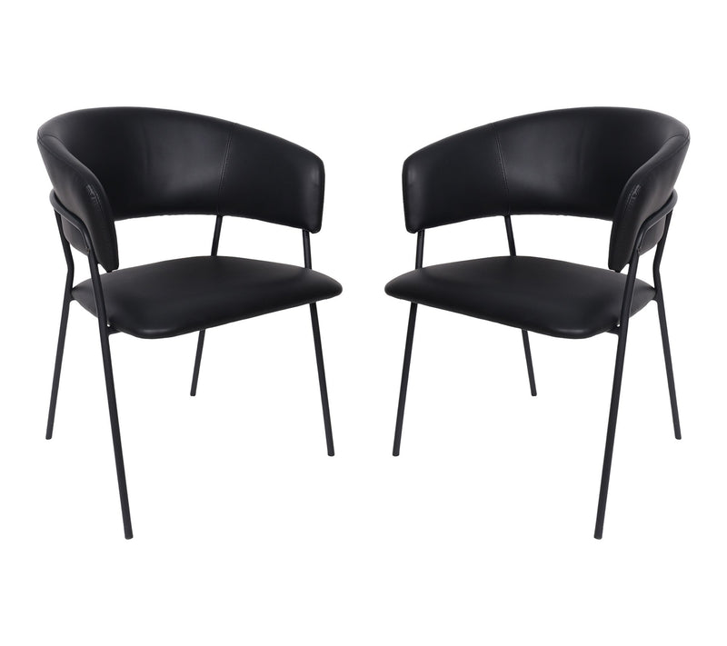 Manhattan Comfort Slate Metal Vegan Leather Armchair- Set of 2 — View 12