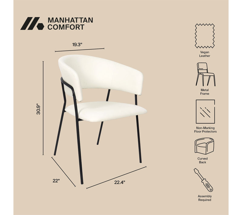 Manhattan Comfort Slate Metal Vegan Leather Armchair- Set of 2 — View 4