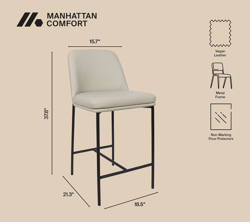 Manhattan Comfort Loft Vegan Leather Counter Stool - Set of 2 — View 4