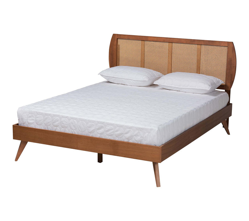 Baxton Studio Asami Wood and Rattan Queen 4-Piece Bedroom Set — View 2