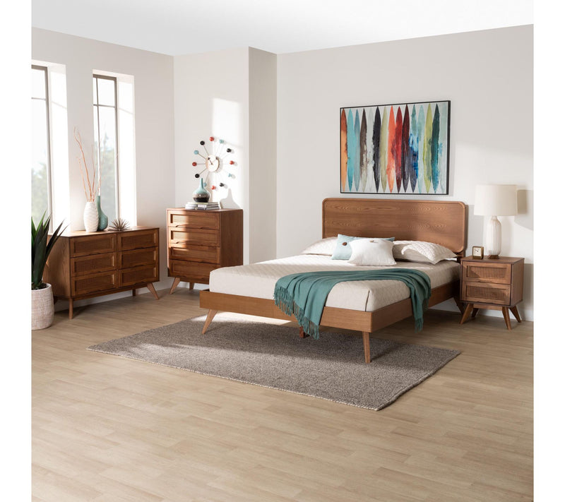 Baxton Studio Demeter Brown Wood Queen 4-PieceBedroom Set — View 7
