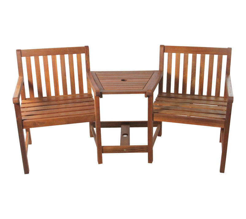 Northlight 3-Piece Brown Acacia Jack & Jill Patio Set 70" — View 5