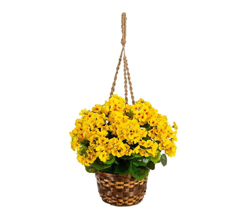 Nearly Natural 19-in UV Resistant Geranium  inHanging Basket — View 3