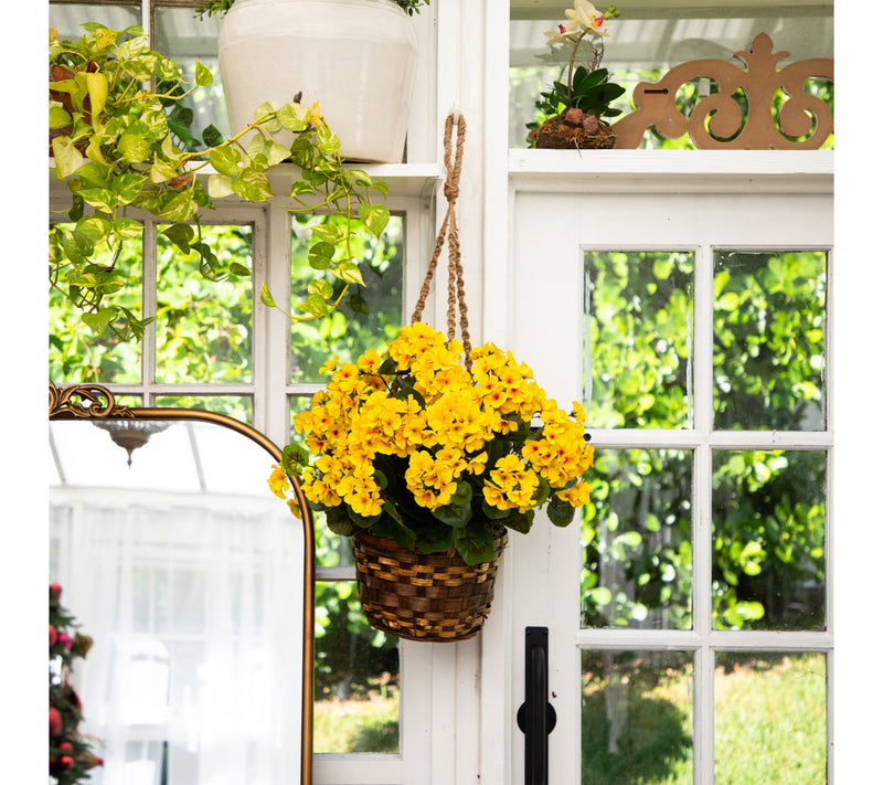 Nearly Natural 19-in UV Resistant Geranium  inHanging Basket — Main view