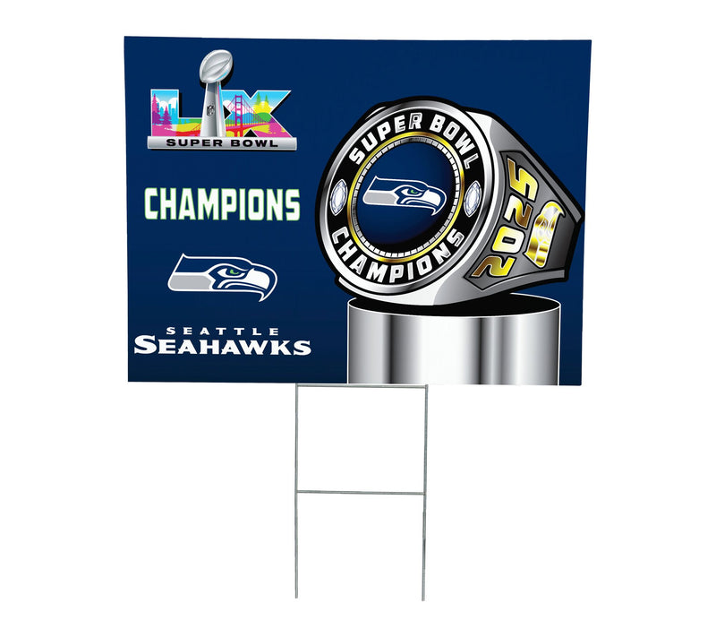Evergreen Seattle Seahawks Superbowl 60 Ring Yard Sign — View 3