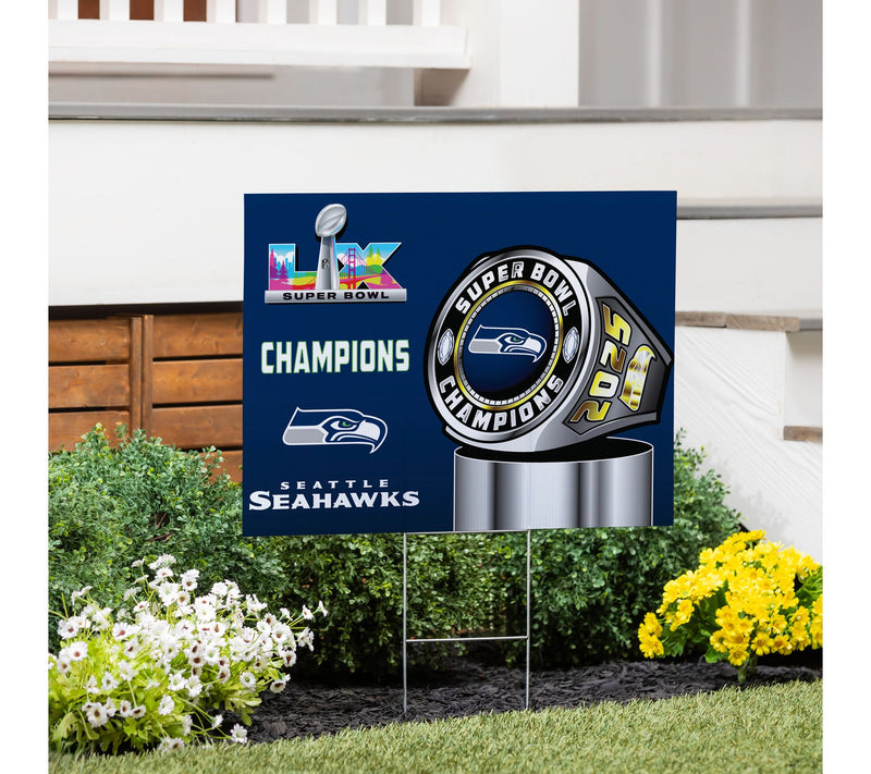 Evergreen Seattle Seahawks Superbowl 60 Ring Yard Sign — Main view