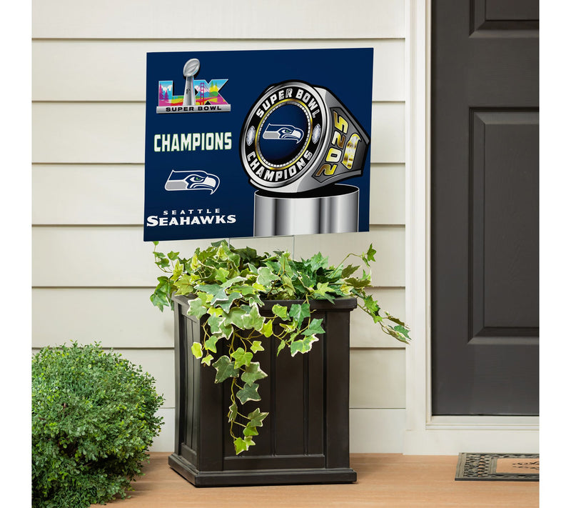 Evergreen Seattle Seahawks Superbowl 60 Ring Yard Sign — View 2