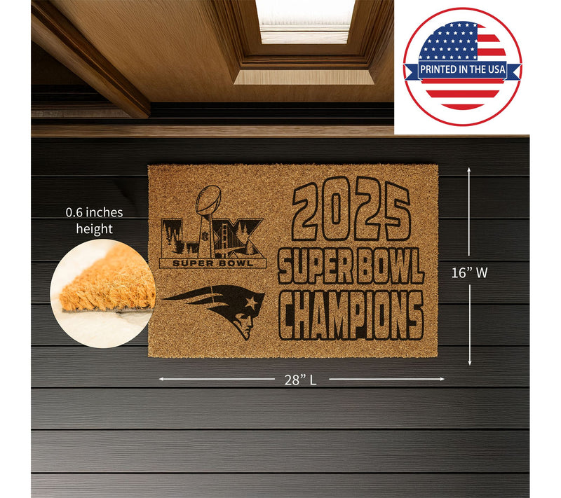 Evergreen New E ngland Patriots Superbowl 60 O ne Color Doorma — View 4
