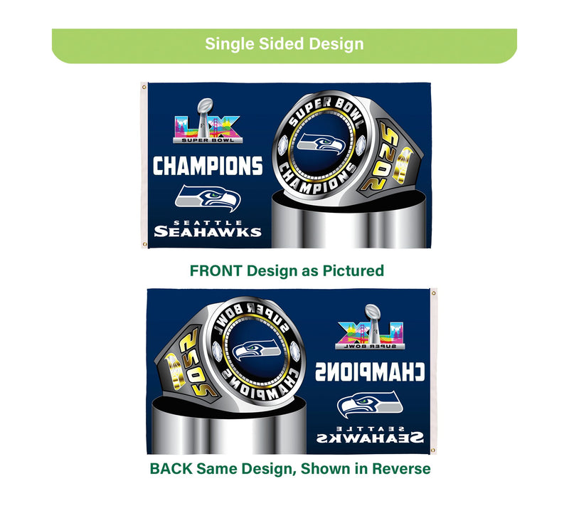 Evergreen Seattle Seahawks Superbowl 60 3'x5' Single Side Flag — View 6