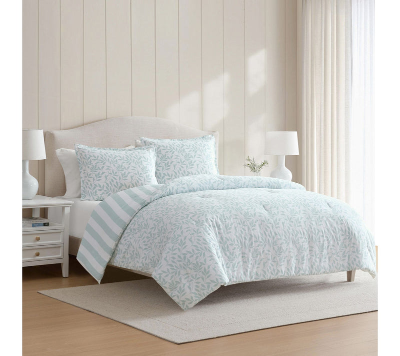 Martha Stewart Copper Vines White/Blue Cotton King Duvet Set — View 10