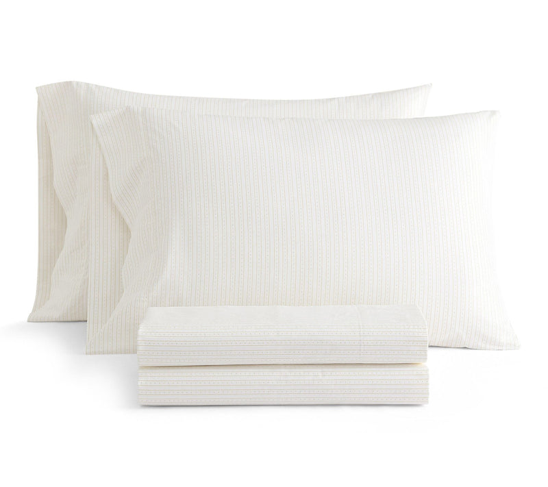 Martha Stewart Dottie Stripe White/Gold CottonFull Sheet Set — View 3