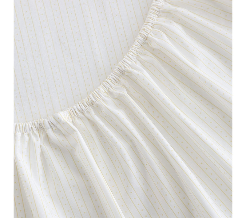 Martha Stewart Dottie Stripe White/Gold CottonQueen Sheet Set — View 7